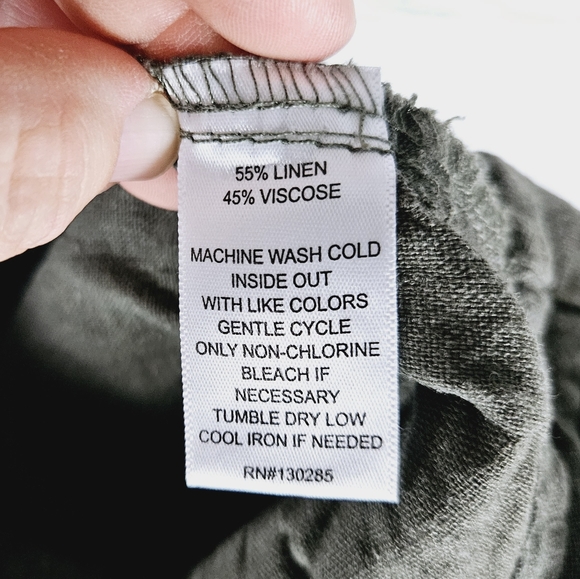 PER SE | linen blend wide leg drawstring waist cropped pants - Picture 7 of 7